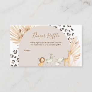 Safari Boho Animals Wasserfarben Windeln Raffle Begleitkarte
