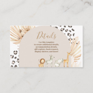 Safari Boho Tiere Wasserfarbendetails Begleitkarte