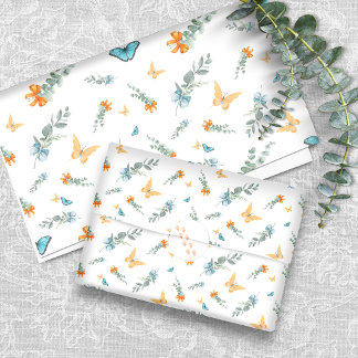 Safari Botanisches Geschenkpapier | Blau Orange