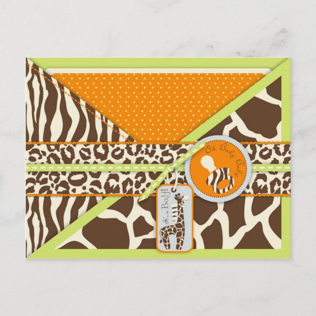 Safari Boy Green Advice Postcard Hinweiskarte (Vorderseite)