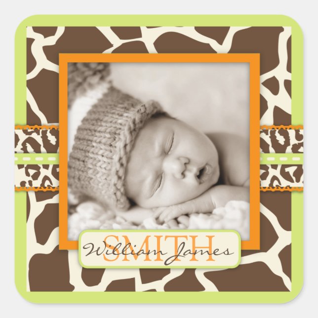 Safari Boy Green Foto Sticker (Vorderseite)