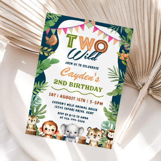 Safari Boy Two Wild 2. Junge Geburtstag Einladung
