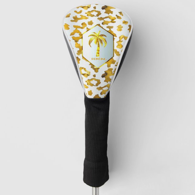 Safari Chic Gold Leopard Print  Golf Headcover (Vorderseite)
