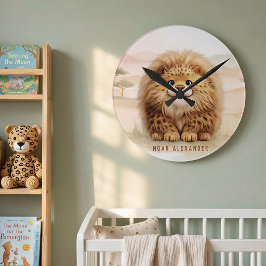 Safari Cute Zuberi The Fluffy Leopard Name Kids Runde Wanduhr