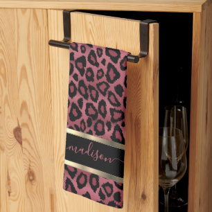 Safari Dark Dusty Rose Leopard - Anpassen Geschirrtuch