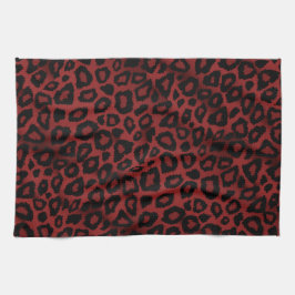 Safari Dark Red Leopard Animal Print Handtuch