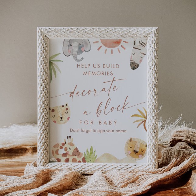 SAFARI Dekorieren Sie ein Baby-Duschgel-Zeichen Poster (Von Creator hochgeladen)