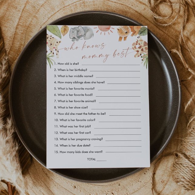 SAFARI, der das Mommy Best Baby Shower Game kennt Einladung (Von Creator hochgeladen)