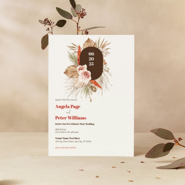 Safari Desert Boho Blume Hochzeit Einladung (Von Creator hochgeladen)