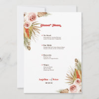 Safari Desert Boho Flowers Wedding Menü