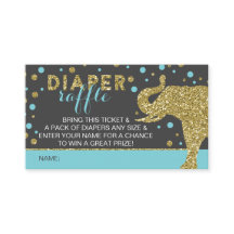 Safari Diaper Raffle Ticket, Aqua, Imitats Glitzer