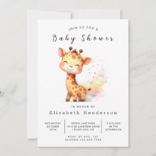 Safari Digital Giraffe Baby Dusche Einladung
