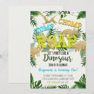 Safari Dinosaur Boy Birthday Einladung