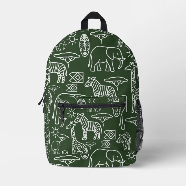Safari Dreams - Von Hand Gezeichnet afrikanisches  Bedruckter Rucksack (Vorderseite)