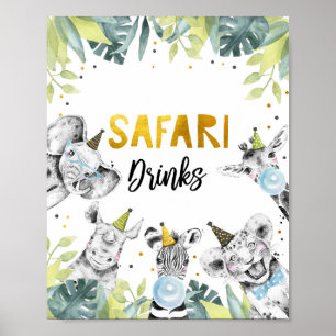 Safari Drinks Safari Party Tiere Geburtstag Zeiche Poster