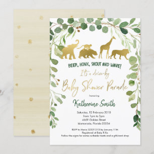 Safari Drive by Baby Shower Parade Einladung