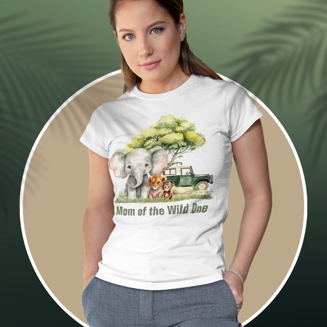 Safari Dschungel Mama Ein Geburtstag T-Shirt (Safari Jungle Mom of the Wild One Elephant Lion Monkey Safari Car Birthday Tshirt)