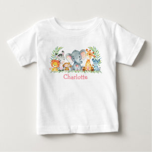 Safari-Dschungel Niedliche Kleintiere Baby T-shirt