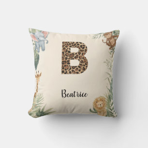 Safari Dschungel Personalisierter Name Monogramm B Kissen