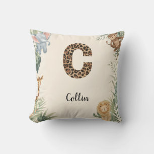 Safari Dschungel Personalisierter Name Monogramm C Kissen