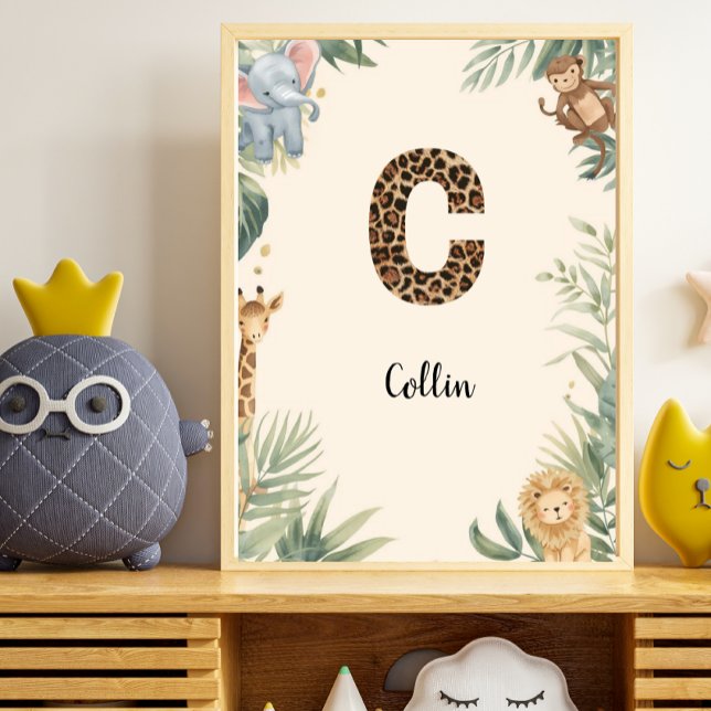 Safari-Dschungel-Personalisierter Name Monogramm C Poster (Von Creator hochgeladen)