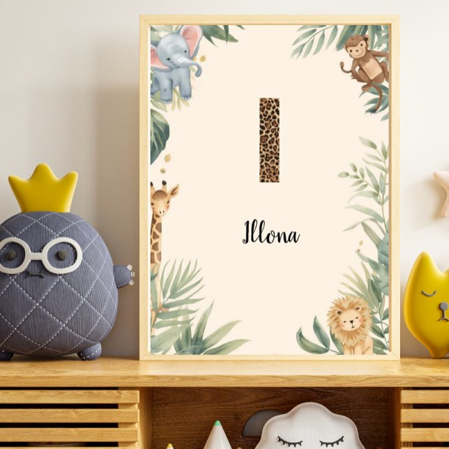 Safari Dschungel Personalisierter Name Monogramm I Poster (Von Creator hochgeladen)