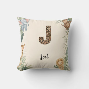 Safari Dschungel Personalisierter Name Monogramm J Kissen