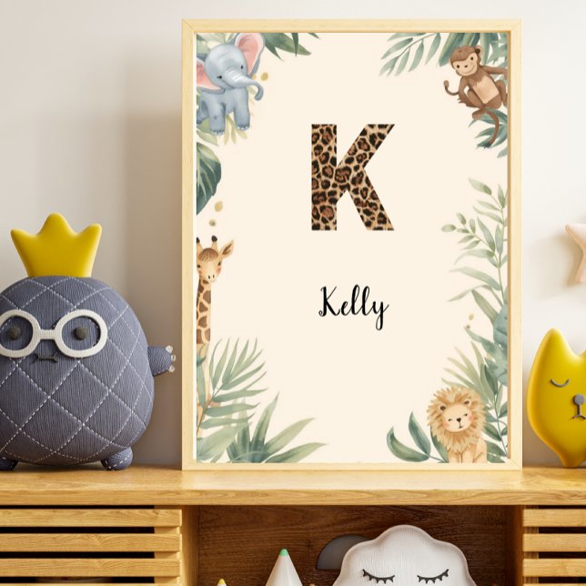 Safari-Dschungel-Personalisierter Name Monogramm K Poster (Von Creator hochgeladen)