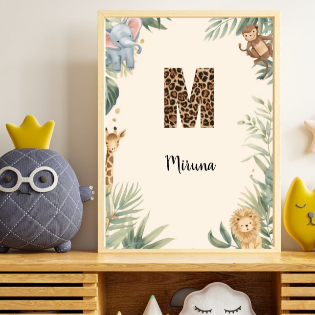 Safari-Dschungel-Personalisierter Name Monogramm M Poster (Von Creator hochgeladen)