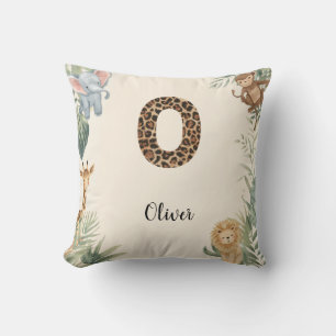 Safari Dschungel Personalisierter Name Monogramm O Kissen