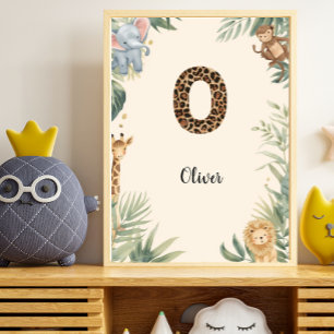 Safari Dschungel Personalisierter Name Monogramm O Poster