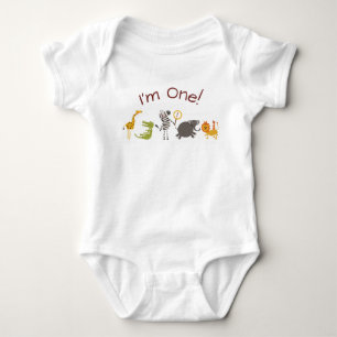 Safari-Dschungel-Tier-Geburtstags-Outfit-Strampler Baby Strampler