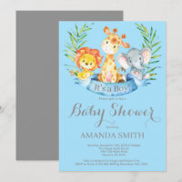 Safari-Dschungel-Tier-Jungen-Babyparty-Einladung