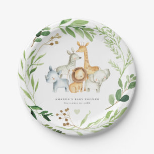 Safari-Dschungel-Tiere Baby Shower Papierplatten Pappteller