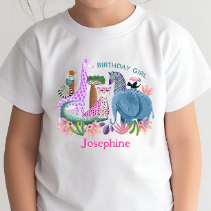 Safari-Dschungel-Tiere Mädchen-Geburtstag T-Shirt
