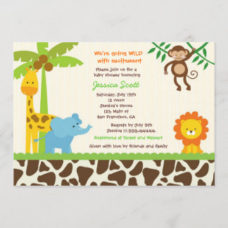 Safari-Dschungel-Zoo-Babyparty-Einladungen Einladung