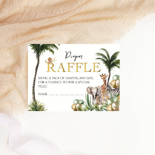 Safari-Dschungeltiere-Baby-Party-Windel-Raffle Begleitkarte