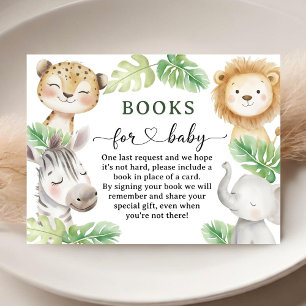 Safari-Dschungeltiere Baby Shower Bücher für Baby Begleitkarte