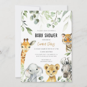 Safari-Dschungeltiere Baby Shower Einladung