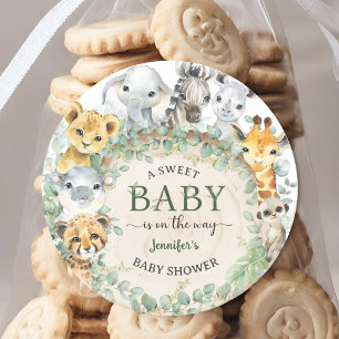 Safari-Dschungeltiere Baby Shower Tropisch Runder Aufkleber