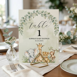 Safari-Dschungeltiere  Babyshower-Tisch    Tischnummer
