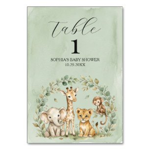 Safari-Dschungeltiere  Babyshower-Tisch    Tischnummer