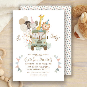Safari-Dschungeltiere Boho-Baby-Shower-Einladung