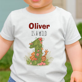 Safari-Dschungeltiere Erster Geburtstag Baby T-shirt