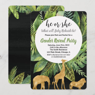 Safari-Dschungeltiere - Geschlecht: Einladung