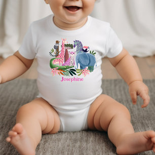 Safari-Dschungeltiere Mädchen Geburtstag Baby Strampler