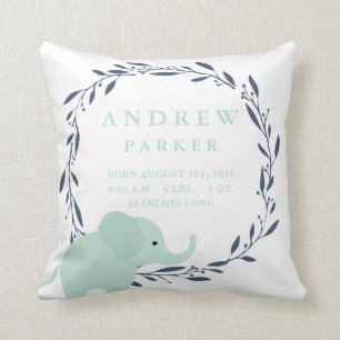 Safari-Elefant-Geburts-Mitteilungs-Notfall-Kissen Kissen