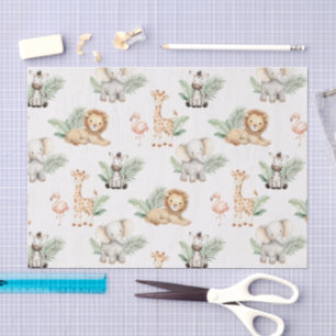 Safari Elefant Giraffe Zebra Flamingo Löwe Tier Seidenpapier