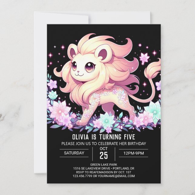 Safari Elegant Lion Digital Geburtstag Einladung (Vorderseite)