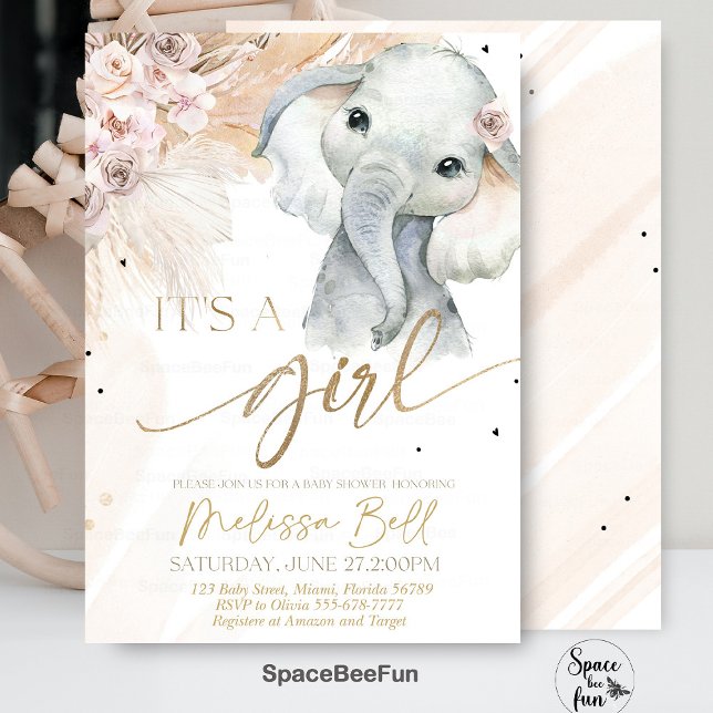 Safari Elephant Baby Dusche Einladung Boho Safari (Safari invites,Elephant invite,boho Baby Shower,Invitation,Boho Safari,Elephant Invites,A little pea)